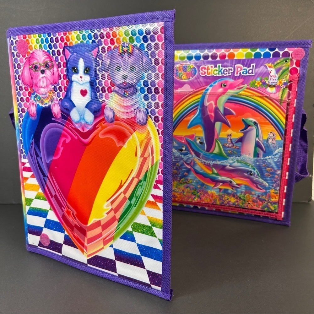 Rainbow Lisa Frank Heart Animal Binder w Sticker Pad